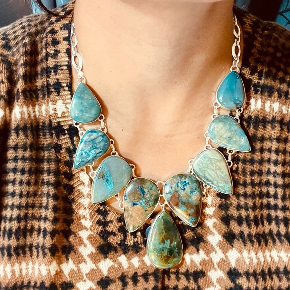 Blue Green Chrysocolla “The Teaching Stone” Necklace 18”-19” Adjustable - Picture 10 of 12